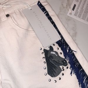 Stella McCartney Kids Horse Print Jeans with Fringe Size 10 Years